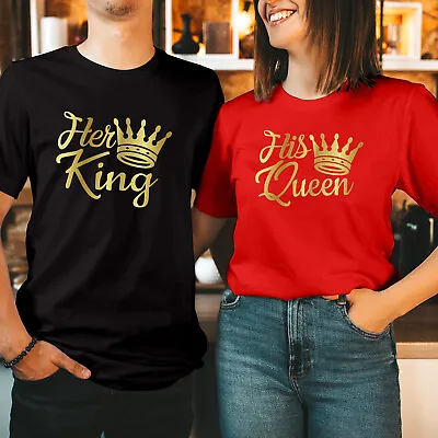 T-Shirt (1503) Her King His Queen Couple Matching Valentine's Day Gift T Shirt • £7.99