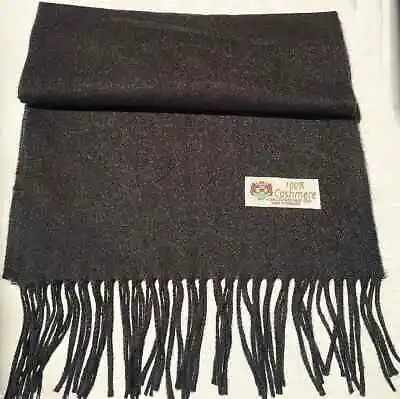 BRAND NEW 100%CASHMERE SCARF/WRAP MADE IN ENGLAND SOLID Charcoal WINTER SCARF#15 • $15.99