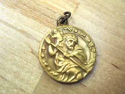 Vintage Catholic Medal Of St. Christopher With Old Car - Bronze Pendant  Draw 14 • $25