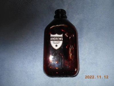 $14.95 • Buy Vintage Brown Glass Andrews Milk Bottle Galion Ohio+ Clear Graphics +Half Gallon