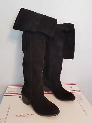 Vintage America Collection NW Black Suede Over Knee Boots 6.5M • $75.49