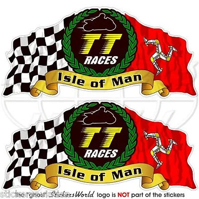 ISLE Of MAN TT Races MANX Moto GP Racing 3 (75mm) Bike-Helmet Stickers-Decals X2 • $5.98