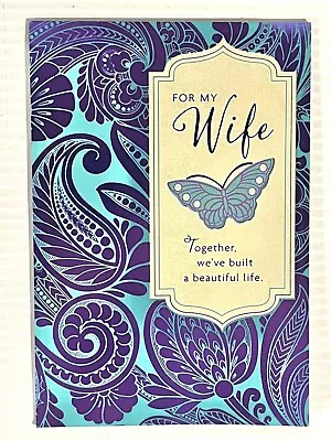 Mother’s Day Card For Wife~Hallmark Purple/Blue Butterfly Metallic Embossed NEW • $4.49