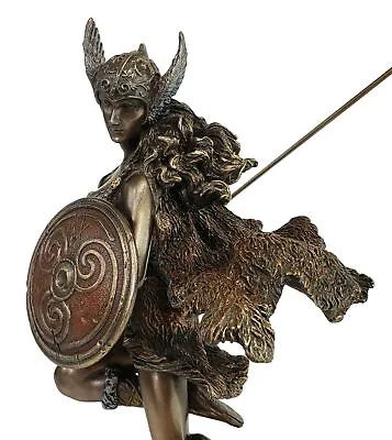 9  Valkyrie Viking Goddess With Spear Norse Mythology Statue Bronze Color • $73.91