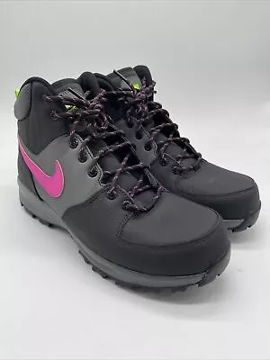 Nike Manoa Leather SE Black Active Fuchsia-Iron Grey Men's CW7360-001 Size 10.5 • $119.99