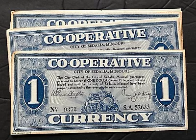 LS: 1930s Lot Of 15 Sedalia MO Cooperative Currency Scrip • $24.95