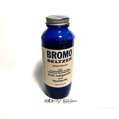 Vintage Bromo Seltzer 4.25 Oz Bottle With Cap CLEAN Circa 1985 • $28