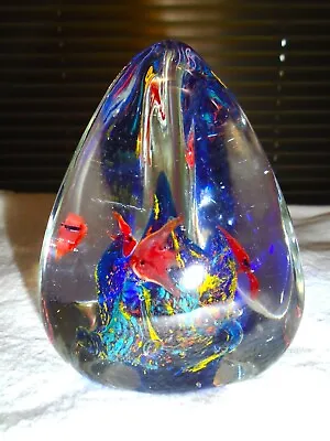 FISH In Glass Art Paperweight Aquarium Murano Style Sculpture Coral Colorful • $35