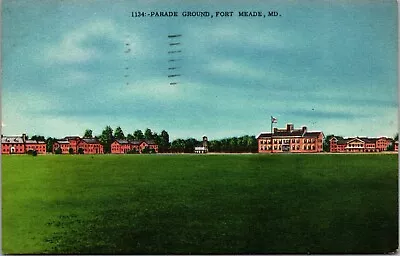 Post Card MD 1134 Parade Ground Forte Meade MD VTG Linen 1951 • $5.84