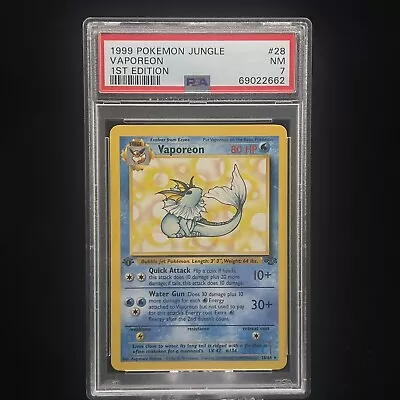 $64.99 • Buy Vaporeon #28 1st Edition Jungle 1999 Pokémon PSA 7 💦