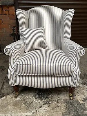 Laura Ashley Armchair  -Southwold Chair - Blue Ticking Stripe • £600