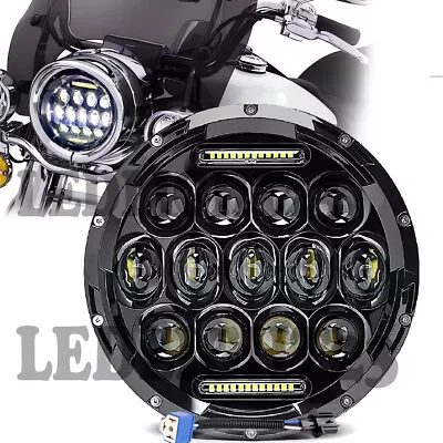 E9 7  LED 75W Balck Motorcycle Headlight Projector Headlight For Motorbike Lamp • £21.18