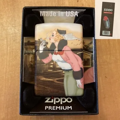 Zippo 02461 Vintage Windy Girl Diner 540 Color Wrap RARE Lighter + FLINT PACK • $75.45