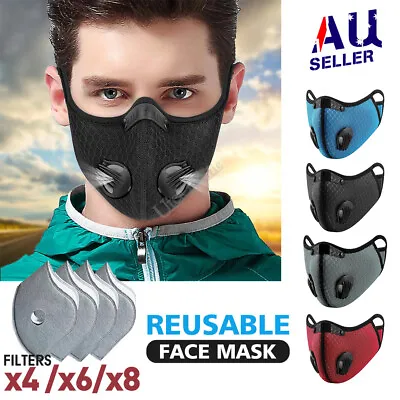 $7.50 • Buy Face Mask Reusable Washable Anti Pollution PM2.5 Two Air Vent With Free Filters