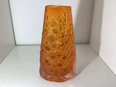 £175 • Buy Whitefriars Tangerine Volcano 7” Vase Pattern 9717 Geoffrey Baxter Excellent