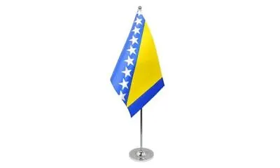 BOSNIA AND HERZEGOVINA PRESTIGE TABLE FLAG 6'' X 9'' Satin - BOSNIAN HERZEGOVINI • $12.95