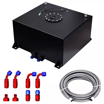 New 10 Gallon Black Aluminum Fuel Cell Gas Tank+cap+level Sender+ Fuel Line Kit • $120.99