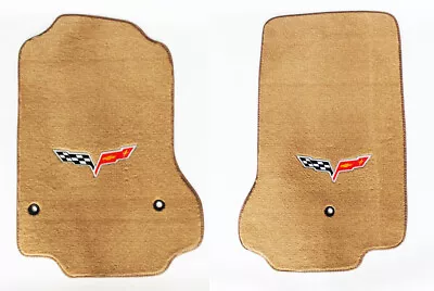 NEW! Tan FLOOR MATS 2005 - 2007 Corvette With Embroidered Flag Emblem Logo- Pair • $102.93