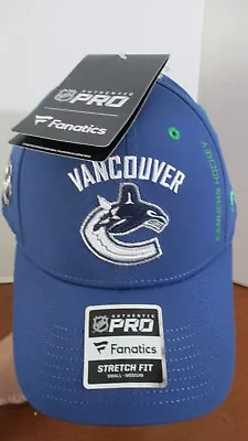 PRO FANATICS~Blue NHL VANCOUVER CANUCKS Stretch Fit CAP HAT~Size S/M~NWT • $14.50