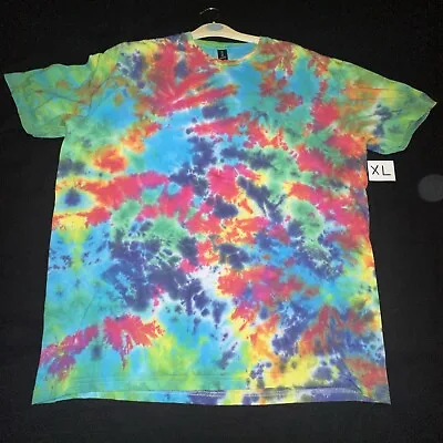 XL Hand Tie Dye Pastel Rainbow Scrunch T-shirt Unisex • £10