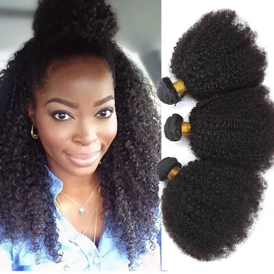 Mongolian 100% Afro Kinky Curly Hair Brazilian Remy Human Hair Extensions Weaves • $28.99