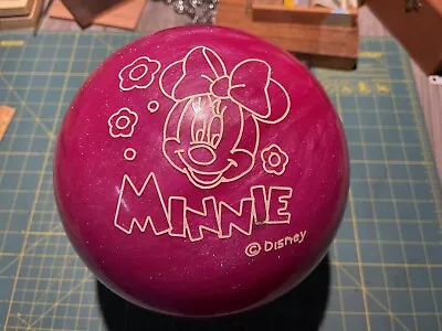 Vtg Disney Minnie Mouse Brunswick 9 Lbs Bowling Ball Sparkle Pink Pre Drilled • $35