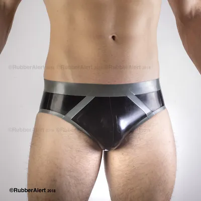 FULL BACK RUBBER BRIEFS Front Single STRIPE Decoration 0.4mm Thickness Latex • $44.85