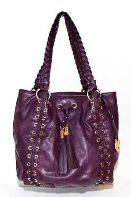 Michael Kors Purple Leather Charm Hobo Tassel Shoulder Handbag • $99.98