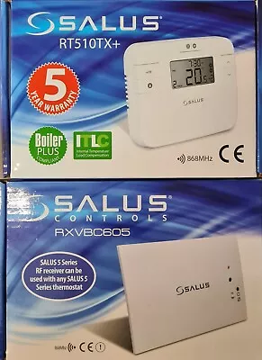 Salus Vaillant Wireless Programmable Room Thermostat RF Stat RT510TX + RXVBC605 • £76.95