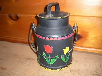 Vintage Metal MILK PAIL With Hand Painted Tulips / Old Farm Pail • $50