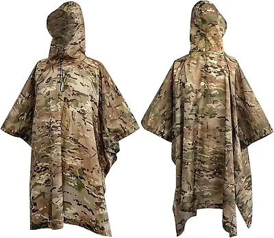  Poncho Estilo Militar Impermeable De Camuflaje Antidesgarro Multiuso • $38.89