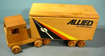 Vintage Toy Wooden 15  Allied Van Lines Truck / Trailer  With Accessories • $69.95