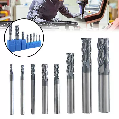 8PC 2-12mm Carbide End Mill Set Tungsten Steel Milling Cutter Tool 4 Flutes Kit • $54.14