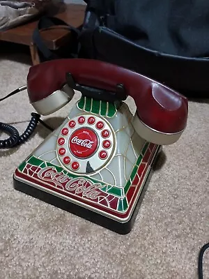 Vintage Coca-Cola Telephone  Light Up Stained Glass Land Line Phone • $19.99