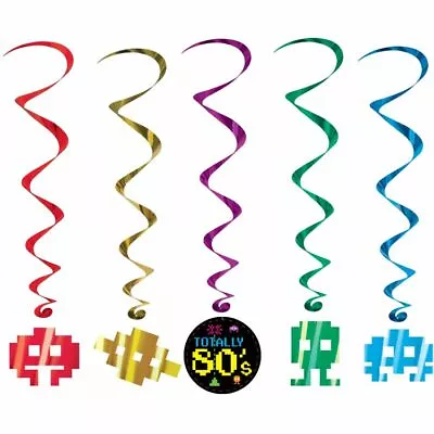 Totally 80's Hanging Whirl Decorations 34  5 Pack Foil 1980's Party Decorations • $6.49