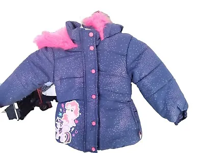 My Little Pony Sweater Rain Jacket Weather Proof Coat Size 2t Pink Blue Glittery • $22.99