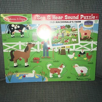 Melissa And Doug Old McDonald See Hear And Sound Wooden Farm Animals Puzzle Toy • $13.88
