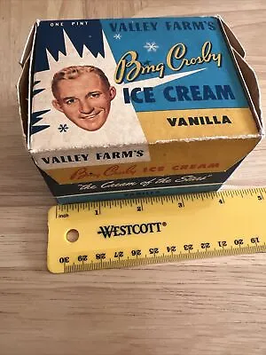 VALLEY FARM'S Bing Crosby Ice Cream Vanilla One Pint Box VTG • $10