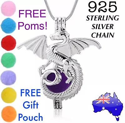$3.95 • Buy Dragon Aromatherapy Essential Oil Diffuser Locket 925 Sterling Chain Necklace 