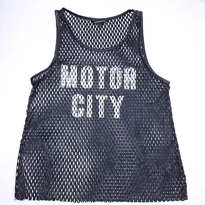 Rock & Republic MOTOR CITY Imitation Leather Mesh Tank Top Women's Size Large • $19.99