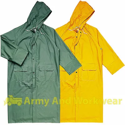 £9.99 • Buy Delta Plus Mens Waterproof LONG Full Length Rain Jacket Hooded Work Coat Outdoor