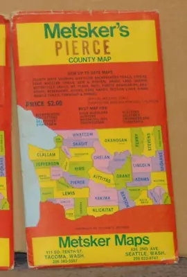 Late 1960's Metsker Map Of Pierce County Washington • $7.99