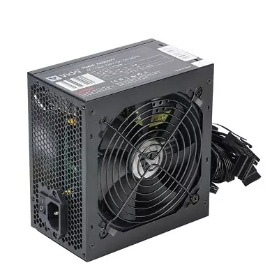 Black 500W Desktop PC Power Supply ATX Computer PSU 500 Watt 6x SATA 12CM Fan UK • £21.95