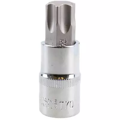 T70 Male Torx Bit Star Socket 1/2  Drive Standard Internal Chrome Vanadium Steel • £5.96