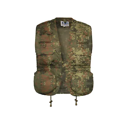 Army Vest Outdoor Fishing Hunting Multi Pocket Waistcoat German Flecktarn Camo • $35.35