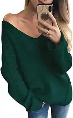 $17.99 • Buy Margrine Women's Oversized Off Shoulder Pullover Tops Long Sleeve (Z-dark Green)