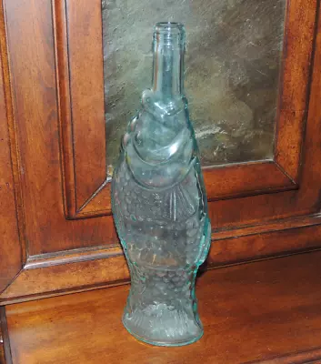 Vintage ITALIAN CEVIN GLASS GLASS FISH CHIANTI WINE BOTTLE/DECANTER*75cl 3vea78 • $14.99