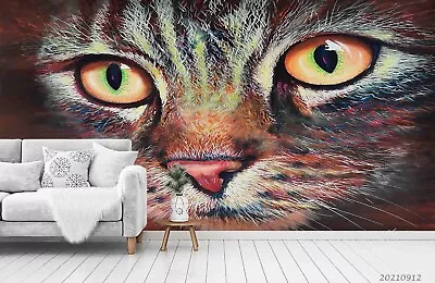 3D Animal Cat Eye Beard Nose Self-adhesive Removeable Wallpaper Wall Mural1 • $44.99