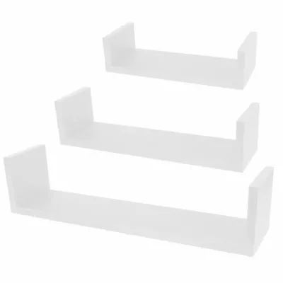 £11.99 • Buy 3 U Shaped Floating Wooden Shelves Wall Mounting Shelf Storage Display Book Unit