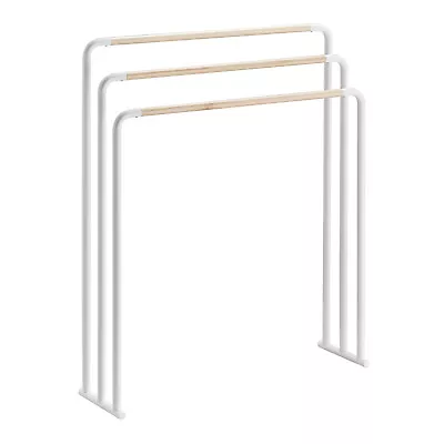 Wooden Towel Rack Stand 3 Tiers Free Standing Bathroom White Towels Metal Holder • $119.95